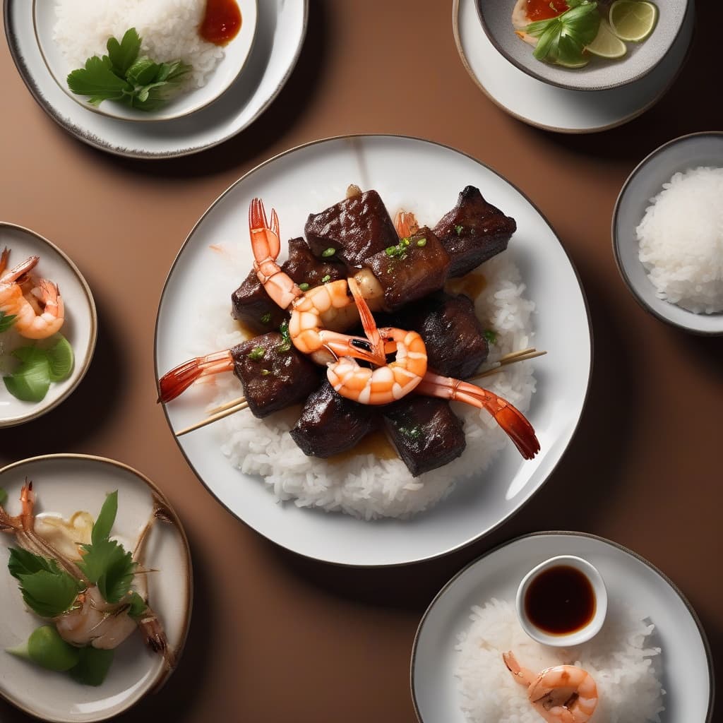 Short Ribs & Prawn Skewers